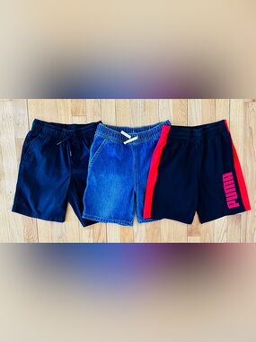 Boys 3 Pairs Shorts Puma Athletic and Cat & Jack Black & Denim Blue Regular 8